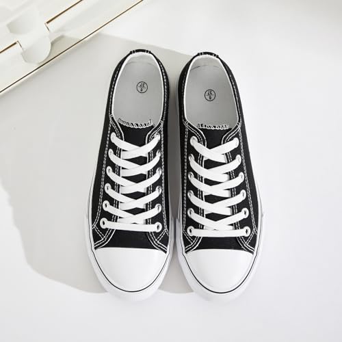 Fracora Mens White Canvas Sneakers Low Top Lace Up Canvas Shoes Fashion Comfortable thumb #4