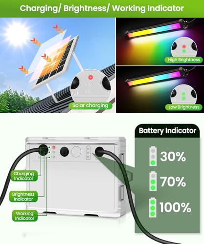 CLV Zewnętrzna lampa solarna wielokolorowa z pilotem, zewnętrzna lampa solarna RGB do ogrodu, IP66, kolorowy reflektor solarny, 9 kolorów, 5 trybów dynamicznych, 6000MAH, wodoszczelność IP66 na taras