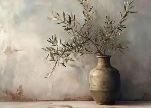 Peinture sur toile olivier vintage pour créer une ambiance zen dans votre salon de 50x70cm