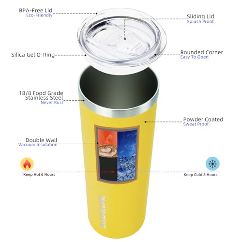 Image of BJPKPK 20 oz Skinny Tumbler with Lid, Stainless Steel Insulated Coffee Cup
