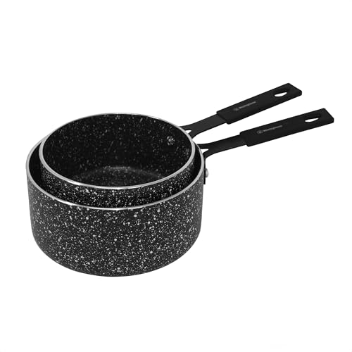El Mejor Listado de westing house los mejores 5. 47 Westinghouse Set de Mini Ollas de Marmol Negro de 2 piezas WCCS000902DMBB
