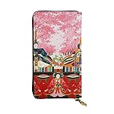 [Mineye] おしゃれ多机能 ひな祭り 雛人形 雛祭り ひな人形 本革 レザー 長財布薄手の財布 薄型二つ折り財布 大容量収納 財布 メンズ レディー