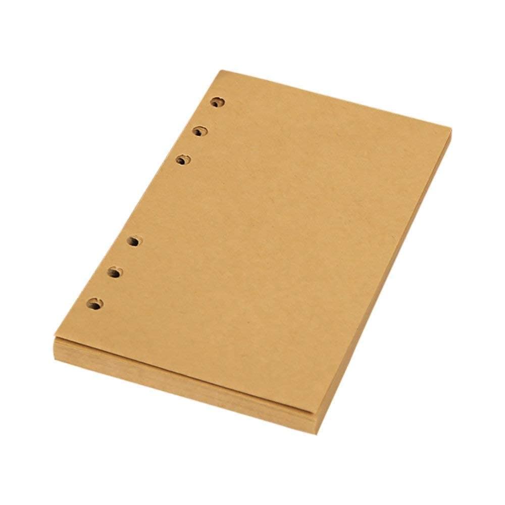 Quaderno A5 classico riutilizzabile tasca larga in pelle 6 fori raccoglitore ad anelli diario con copertina rigida quaderno aziendale, Kraft, 2 pezzi