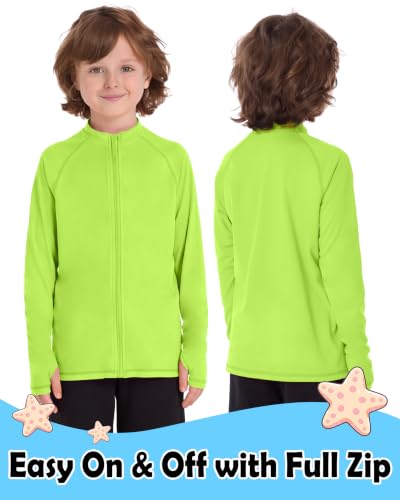 Image of Roadbox UPF 50+ Boys Zip Up Rash Guard Kids Long Sleeve Swim Shirt