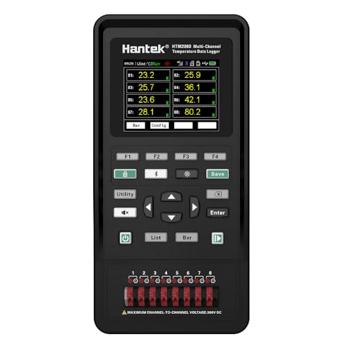 Hantek HTM200 Series Multi-Channel Temperature Detector,320 * 240 TFT,Type-C,Support The Test of 11 Types of thermocouples Such as J/K/T/E/S/N/B/R/A/C/D(HTM202D)