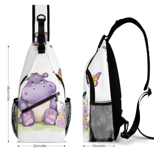 Mochila deportiva tipo sling Butterfly And Hippo para hombre y mujer miniatura 2