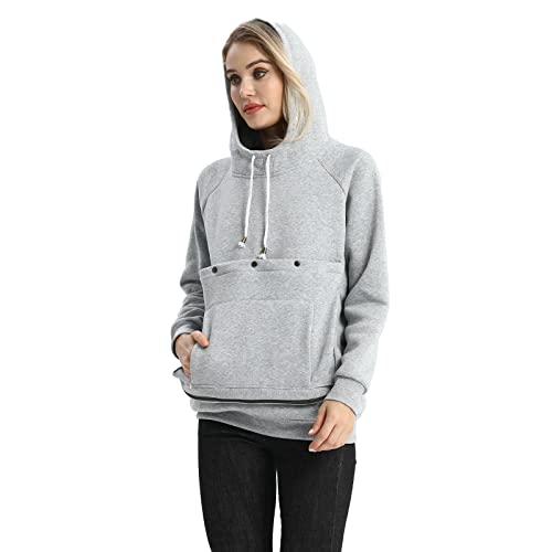 LINYUCHEN Kapuzenpullover für Katzen und Hunde, Welpen, Kätzchen, große Haustiertasche, Pullover, Top, Unisex, Känguru-Kapuzenpullover, Hellgrau, Small