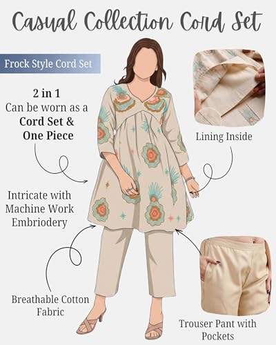 Image of Womanista Embriodery frock suit set for womens | coord set for womens cotton | co ord sets for women stylish | co ord sets for women casual wear