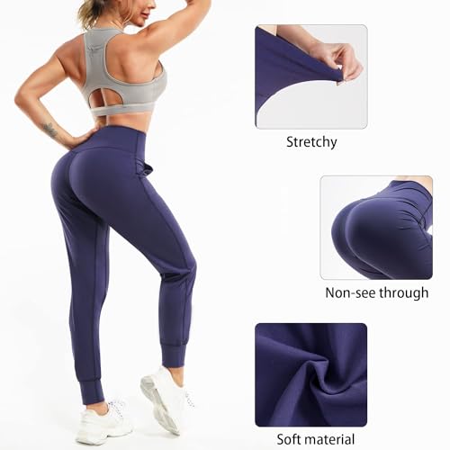 leinidina womens jogger pants high waisted sweatpants with pockets tapered casual lounge pants loose track cuff leggings