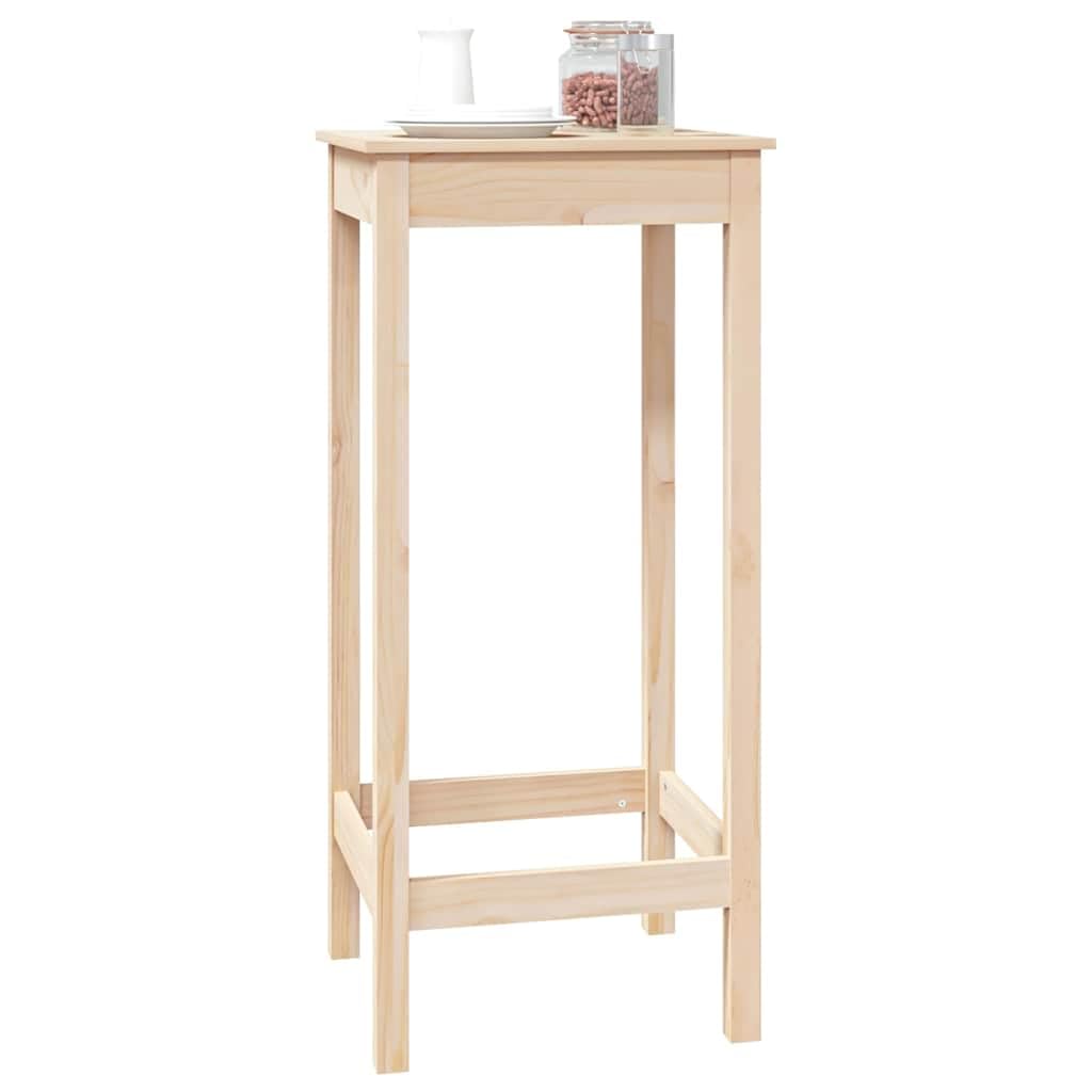 Mesa de bar de madera de pino maciza, 50 x 50 x 110 cm, estable mesa de bistró con marco de madera para bebidas y aperitivos, aspecto rústico