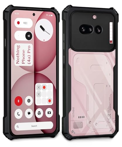 Image of WOW IMAGINE Shock Proof Clear Back Case Mobile Cover for Nothing Phone 4A (Hard | Hybrid PC + TPU | Full Armour Device & Camera Protection | Black)