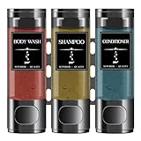 Loecuxe Shampoo and Conditioner Dispenser, Shower Dispenser 3 Chamber No Drill Wall Mounted, Shampoo Dispenser for Shower, Soap Dispenser Bathroom (Gun Gray)