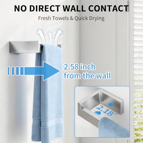 Gypie Hand Towel Holder, 2 Pack Towel Rack Wall Mount Brushed Nickel by Gypie - Used condition - Image 2
