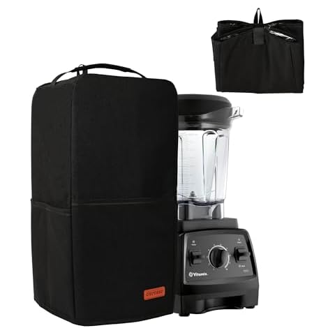 CROTIRAD Hanging Blender Cover Compatible with Vitamix Low-Profile 64 oz. Blender, Foldable Dust Cover with Accessory Pockets for Kitchen Blender, Black Cover