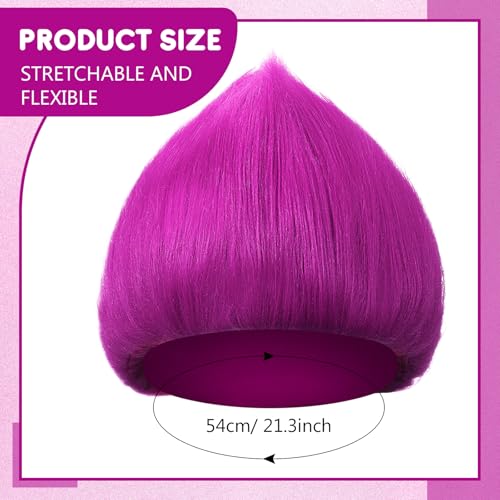 Image of Geyoga 1 Pcs Funny Wig Crazy Hair for Halloween Party,Purplish Red