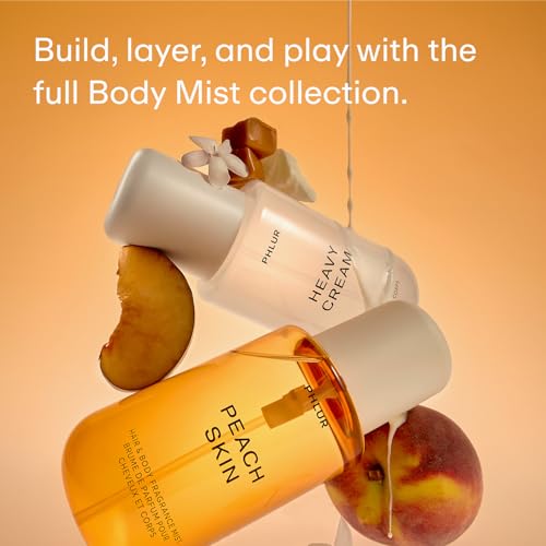 Image of PHLUR Peach Skin Body Mist, 8 Fl Oz - Hair and Body Perfume for Women with Peach Bellini, Bergamot, Vanilla Orchid, Milky Sandalwood & Sheer Amber Fragrance Body Spray