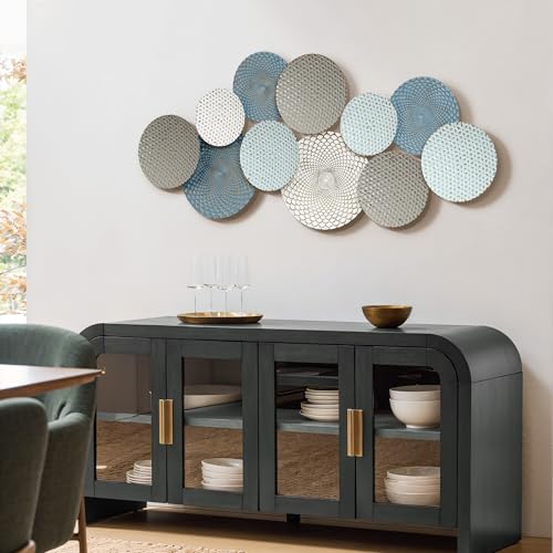 LuxenHome Metal Wall Art, 47.4-Inch Large Wall Decor Hanging Sculptures, Distressed Multi-Color Pastels Metal Accent Artwork Decorations for Living Room Home Office Bathroom Kitchen - Image 5