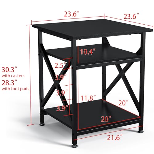 Suporte de impressora de 3 níveis, grande mesa quadrada para impressora, carrinho de impressora com