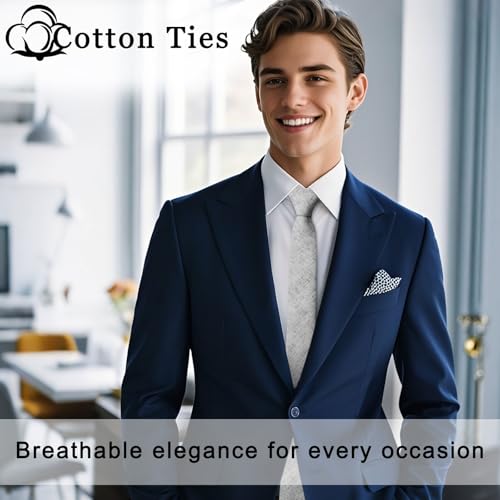 Image of Cotton Ties for Men Solid Color Skinny Tie Mens Necktie for Wedding Graduation Formal Dinner
