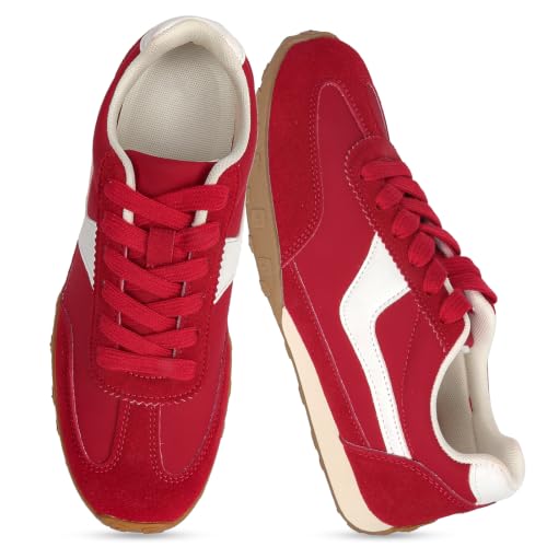Image of MAVMAX Women's Fashion Retro Sneakers Chic Casual Walking Shoes with Foam Insole Tennis Shoes Stable Non-Slip Outsole for Dresses, Jeans & Everyday Outfits