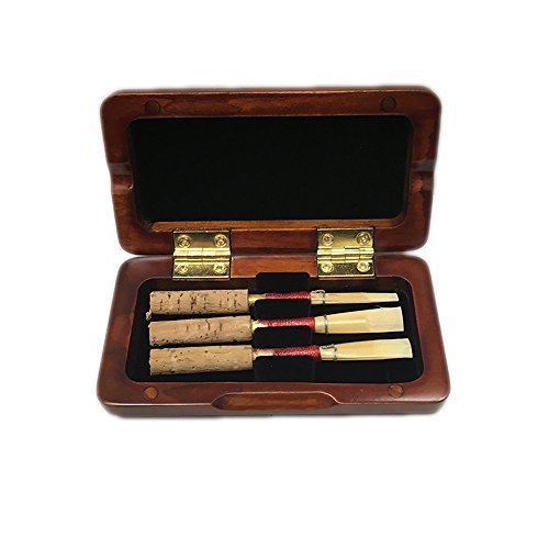 image for Sky Music Maroon Wooden Oboe Reed Case with Smooth Surface for 3pcs Ob