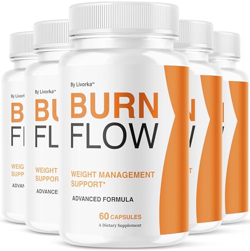 (5 Pack) Burn Flow Capsules - Official Burn Flow Loss Capsules Premium Supplement Support Healthy Digestion BurnFlow Pills Advanced Formula for Overall Health & Wellness 300 Capsules for 5 Months