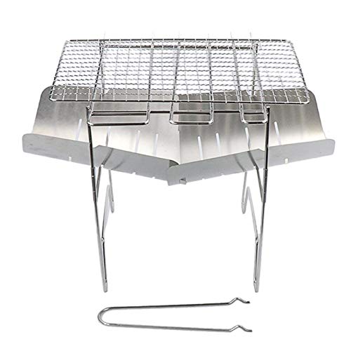 Tragbarer Antihaft-Holzkohlegrill für den Haushalt im Freien Faltbarer Grill,Silber