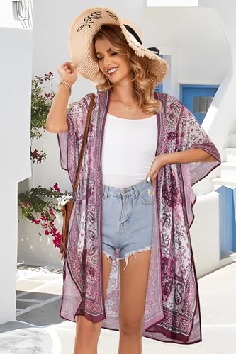 Image of Women's Kimono Beach Cover up for Summer Bathing Suits Cardigans Casual Loose Swimwear 2026