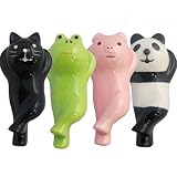 (HARU) 箸置き ゆる可愛い ゴロ寝 カエル パンダ ブタ ネコ 4個セット