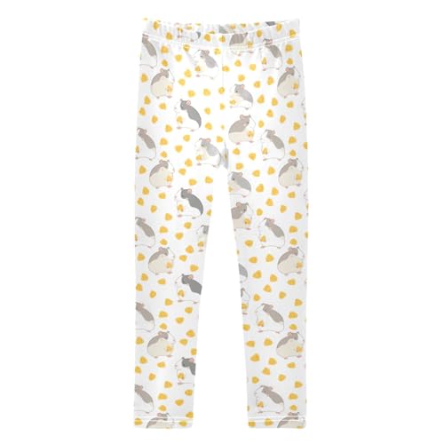 Girls Leggings Soft Toddler Ankle Length Bottoms Cute Hamster Kids Dance Yoga Pants 4-10 Years