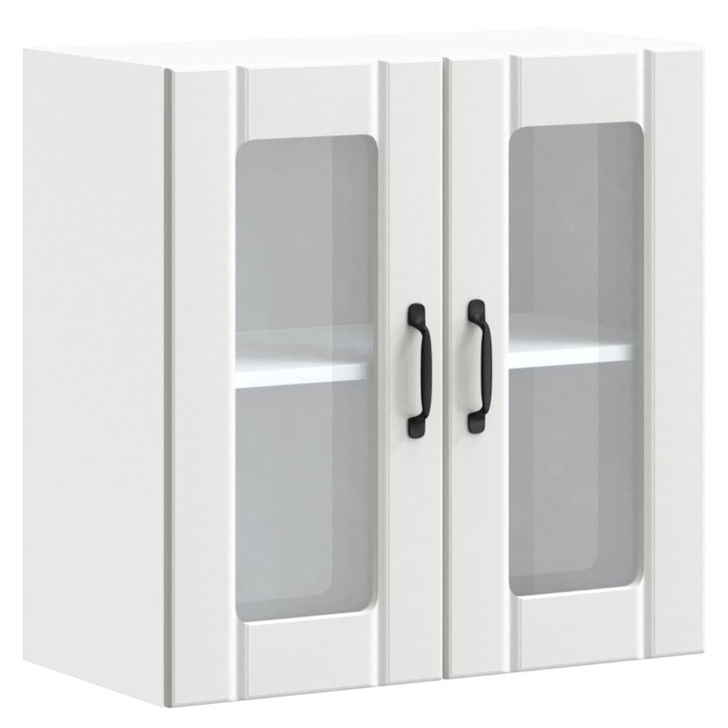 vidaXL Pensile da Cucina con Porta in Vetro Lucca Bianco Truciolato, armadietto pensile Cucina, pensile per Parete Cucina, pensile Cucina a Parete