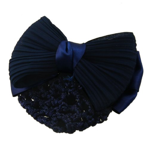uxcell Nylon Polyester Bowtie Barrette Knitted Meshy Snood Net Hair Clip Blue