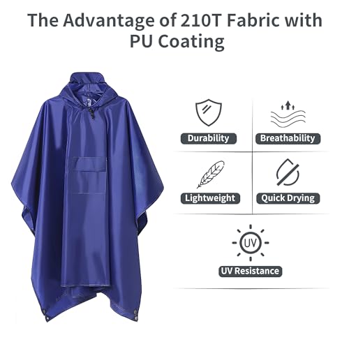 Image of 3-in-1 Unisex Camping Rain Poncho with hooded, Shelter & Ground Sheet