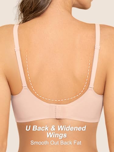 Image of Seamless Wireless Jelly Bras for Women - Lightly Padded Bra with Support, No Underwire Comfortable T-Shirt Bralette (XL, Nude)