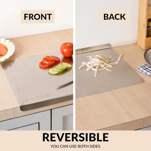 Image of Nestasia Stainless Steel Counter Top Chopping Board (41.5cm x 29cm) | Anti-Slip Rustproof Cutting Board with Measurement Markings for Chopping Fruits & Vegetables