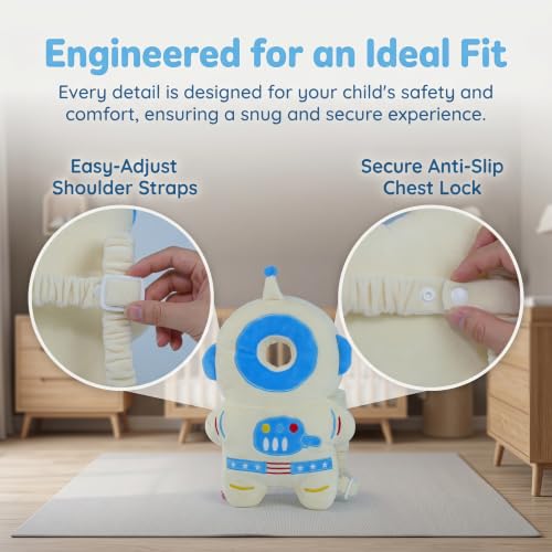 Image of Baby Head Protector Backpack - Soft & Lightweight Fall Cushion Backpack for Toddlers Walking and Crawling(Blue Astronaut)