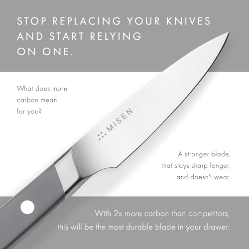 Misen 3.5" Paring Knife – Precision Kitchen Knife - High-Carbon Stainless Steel Blade – Ergonomic Handle for Peeling, Trimming, and Slicing – Lightweight, Versatile Tool for All Culinary Tasks - Gray - Image 4
