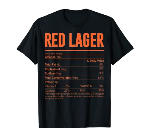 Red Lager Funny Beer Nutrition Facts Alkohol Matching T-Shirt
