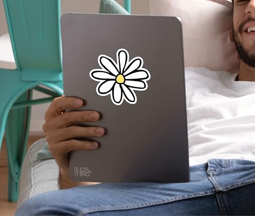 Image of Daisy Stickers - Vinyl Bumper Sticker for Car, Van, and SUV - Waterproof Decal for Waterbottle and Laptop - Indoor and Outdoor Use for MacBook - Long Lasting Cup Decal Pack of 4 - SAT 083