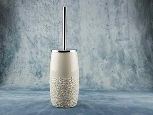 Flair 996426 Bad Accessoires WC-Garnitur Romance | Toilettenbürste Halter aus Keramik und Ersatzbürste | creme Cover