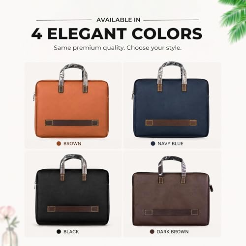 Image of Royal Vegan Leather Laptop Bag for Unisex | Expandable Office Briefcase Fits up to 16-Inch Laptop | Multi-Compartment Organizer | Professional Office, Travel & Daily Use