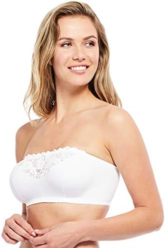 Carole Martin Strapless Bras for Women, Wireless Women's Bandeau Bra from Small to Plus Size - 42 White
