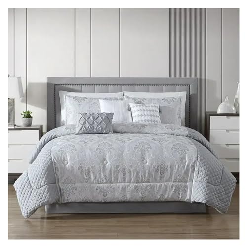 Edredón jacquard de 7 piezas plateado ropa de cama suave edredones acolchados 5