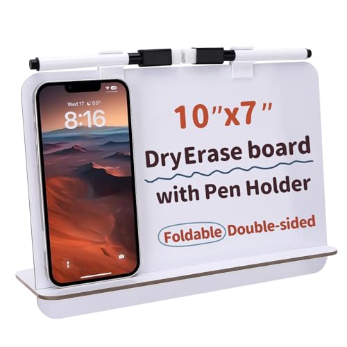 Desk Whiteboard Small Dry Erase White Board 10‘’ x 7‘’ Freestanding with Pen Holder Dry Erase Board Double-Sided Whiteboard Wtih Dry Erase Markers