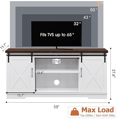 image for Amyove Farmhouse TV Stand, White, Onesize