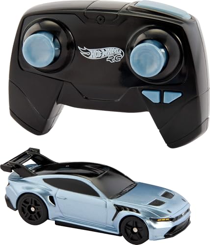Hot Wheels RC Toy Car, Full-Function Remote-Control 1:64 Scale Ford Mustang, Booster Button to Race & Stunt On- or Off-Track, Recharge with USB Cable