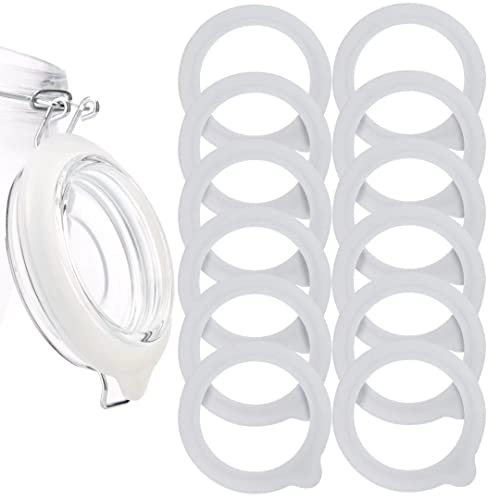LUTER 12 Pièces Remplacement de Joints de Bocal en Silicone, Joints d'étanchéité en Silicone étanche à l'air Pour Couvercle de Bocal Mason, Bocaux en Verre à large Ouverture