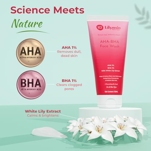 Image of 1% AHA 1% BHA Exfoliating Face Wash Women | Acne Control, Oil Control, Pore Cleansing, Hyperpigmentation | Removes Blackhead & Age Spots | Brightening Facewash Men For All Skin Types-150ML