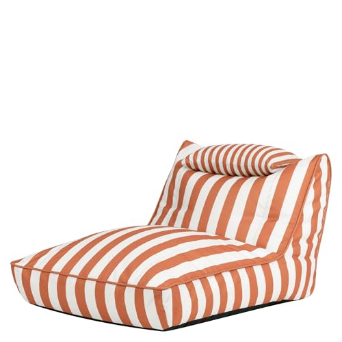 Icon Nova Sitzsack Sessel für Erwachsene, Orange Streifen, Koyoto Stoff für Drinnen und Draußen, Riesen Sitzsack mit Füllung, Bequemer Sessel, Garten, Terrasse, Lounge, Wohnzimmer