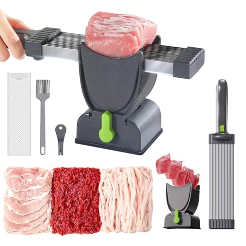 2025 New Fresh Meat Slicer Cleaver, 2 or 4 mm Adjustable Thickness, Kitchen Knife Set, for Home Cooking BBQ, Not Suitable for Frozen Meats gray